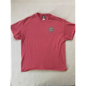 Santa Cruz Skateboards Mens Extra Large T-Shirt Pink Neon Psychedelic Dot Logo